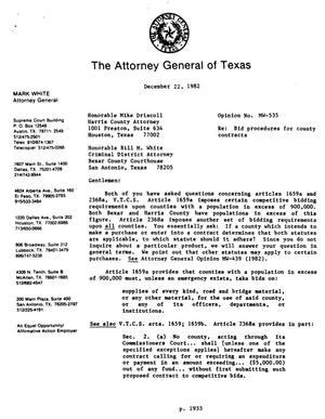 Texas Attorney General Opinion: MW-535