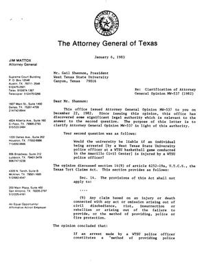 Texas Attorney General Opinion: MW-537