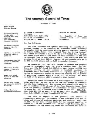 Texas Attorney General Opinion: MW-549