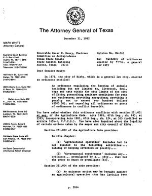 Texas Attorney General Opinion: MW-563