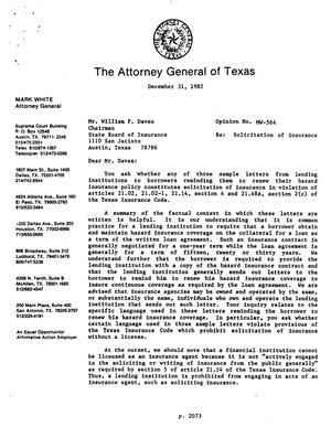Texas Attorney General Opinion: MW-564