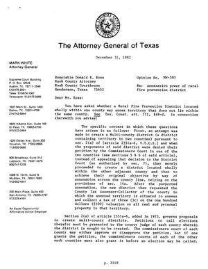 Texas Attorney General Opinion: MW-580