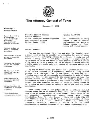 Texas Attorney General Opinion: MW-581