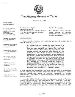 Texas Attorney General Opinion: MW-586