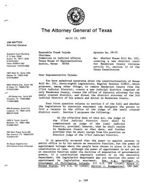 Primary view of object titled 'Texas Attorney General Opinion: JM-25'.