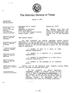 Texas Attorney General Opinion: JM-53