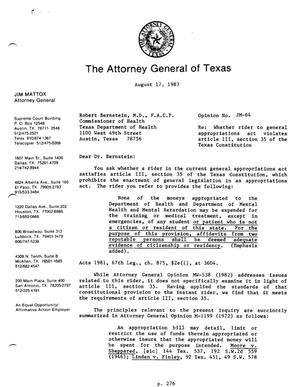 Texas Attorney General Opinion: JM-64