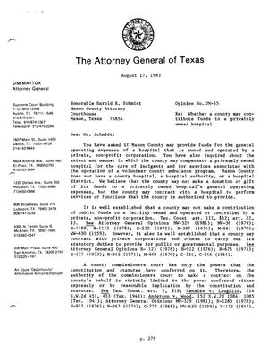 Texas Attorney General Opinion: JM-65