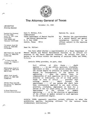 Texas Attorney General Opinion: JM-91