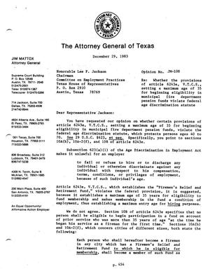 Texas Attorney General Opinion: JM-108