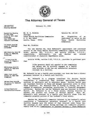 Texas Attorney General Opinion: JM-126