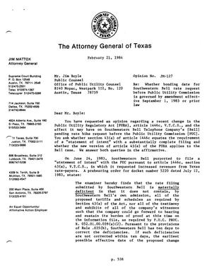 Texas Attorney General Opinion: JM-127