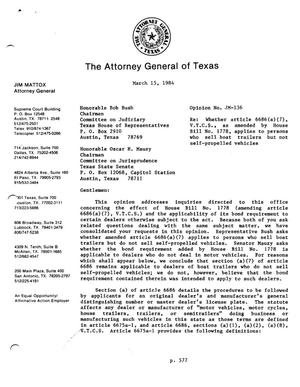 Texas Attorney General Opinion: JM-136