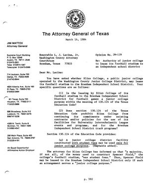 Texas Attorney General Opinion: JM-139
