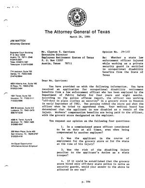 Texas Attorney General Opinion: JM-140