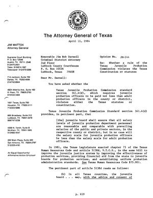 Texas Attorney General Opinion: JM-144