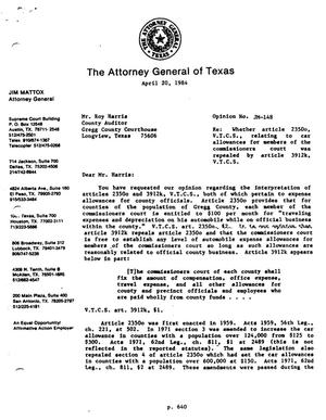 Texas Attorney General Opinion: JM-148