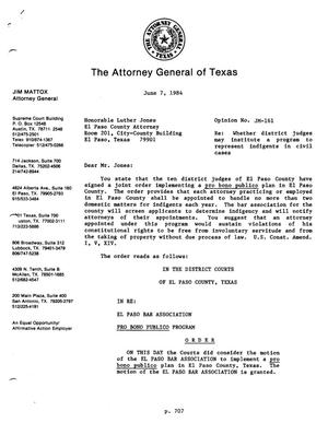 Texas Attorney General Opinion: JM-161