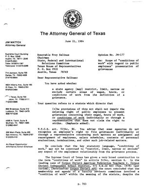 Primary view of object titled 'Texas Attorney General Opinion: JM-177'.