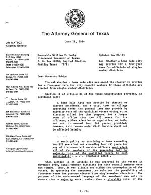 Texas Attorney General Opinion: JM-179
