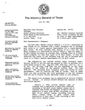 Primary view of object titled 'Texas Attorney General Opinion: JM-184'.