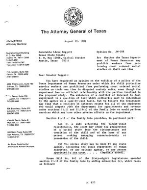 Texas Attorney General Opinion: JM-188