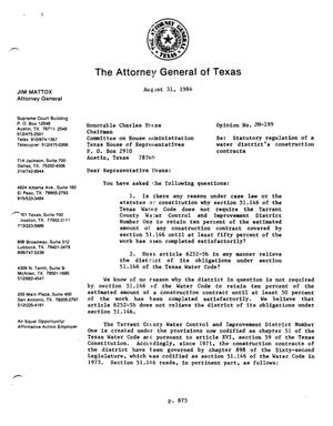 Texas Attorney General Opinion: JM-199