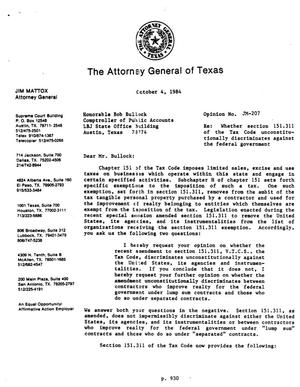 Texas Attorney General Opinion: JM-207