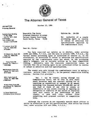 Texas Attorney General Opinion: JM-208