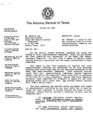 Texas Attorney General Opinion: JM-220