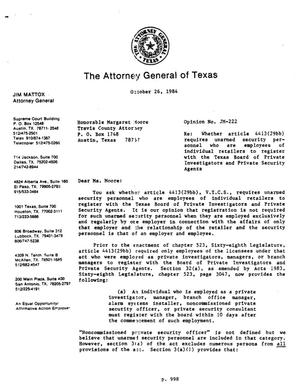 Texas Attorney General Opinion: JM-222