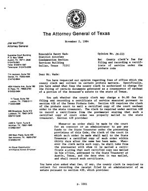 Texas Attorney General Opinion: JM-223