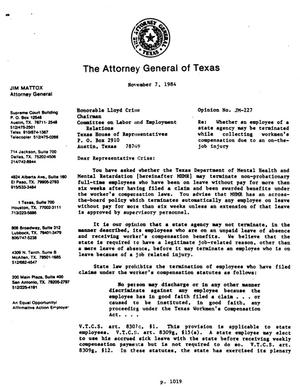 Texas Attorney General Opinion: JM-227