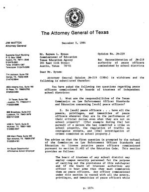 Texas Attorney General Opinion: JM-239