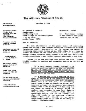 Texas Attorney General Opinion: JM-240