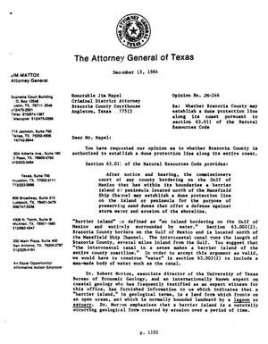 Texas Attorney General Opinion: JM-246