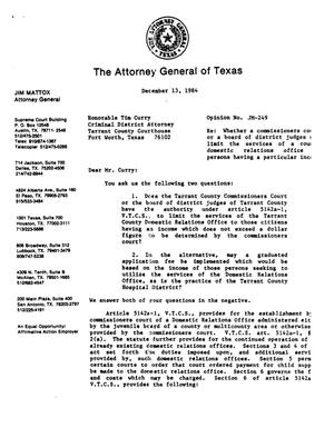 Texas Attorney General Opinion: JM-249