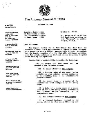 Texas Attorney General Opinion: JM-251