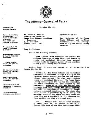 Texas Attorney General Opinion: JM-252