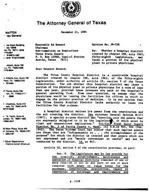 Texas Attorney General Opinion: JM-258
