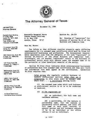 Texas Attorney General Opinion: JM-259