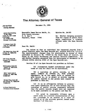 Texas Attorney General Opinion: JM-265