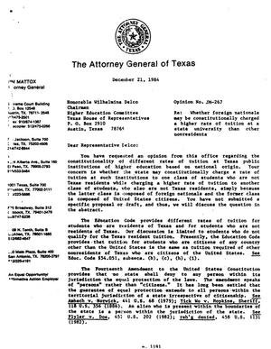 Texas Attorney General Opinion: JM-267
