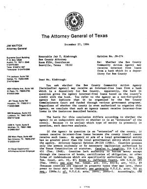 Primary view of object titled 'Texas Attorney General Opinion: JM-274'.