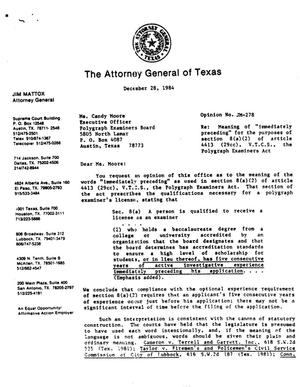Texas Attorney General Opinion: JM-278