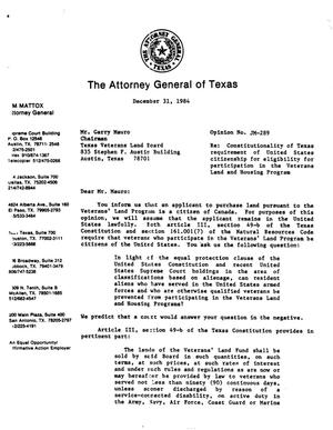 Texas Attorney General Opinion: JM-289