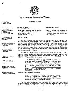 Texas Attorney General Opinion: JM-290