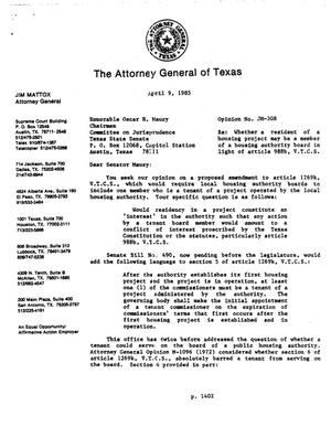 Texas Attorney General Opinion: JM-308