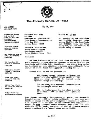Texas Attorney General Opinion: JM-320