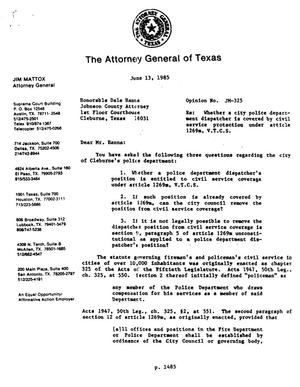 Primary view of object titled 'Texas Attorney General Opinion: JM-325'.